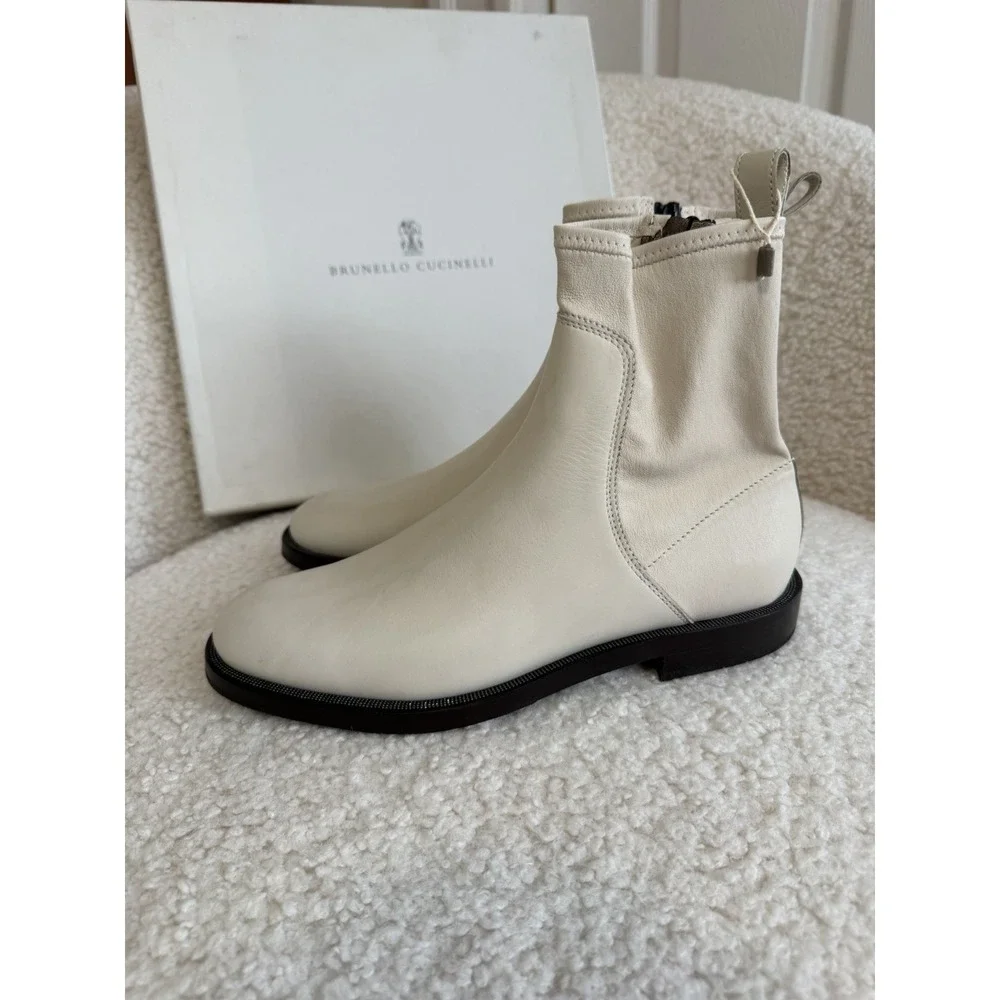 NWT Brunello Cucinelli - Women's Ankle Boots‎ Ecru Size 37